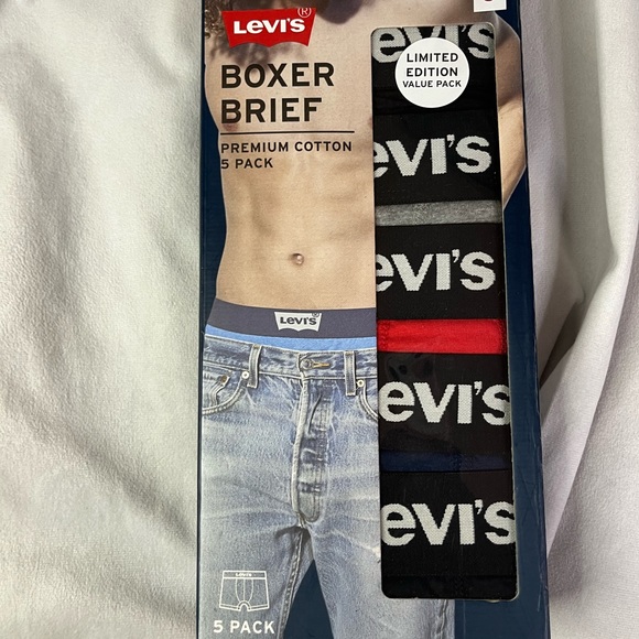 BRAND NEW Men’s Levi's Premium Cotton Boxer Briefs Limited Edition 5 Pack Size S - Picture 1 of 5